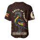 Uganda Baseball Jersey - Grey Crowned Crane and Tribal Pattern Spirit of Uganda Theme