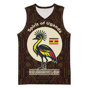 Uganda Basketball Jersey - Grey Crowned Crane and Tribal Pattern Spirit of Uganda Theme - African Pride
