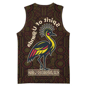 Uganda Basketball Jersey - Grey Crowned Crane and Tribal Pattern Spirit of Uganda Theme - African Pride