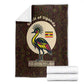 Uganda Blanket - Grey Crowned Crane and Tribal Pattern Spirit of Uganda Theme