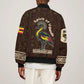 Uganda Bomber Jacket - Grey Crowned Crane and Tribal Pattern Spirit of Uganda Theme