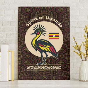 Uganda Canvas Wall Art - Grey Crowned Crane and Tribal Pattern Spirit of Uganda Theme