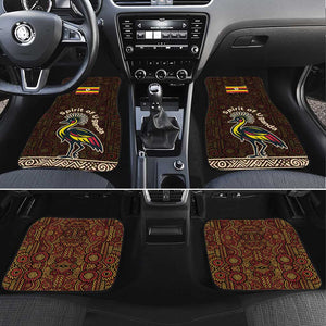 Uganda Car Mats - Grey Crowned Crane and Tribal Pattern Spirit of Uganda Theme