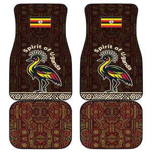 Uganda Car Mats - Grey Crowned Crane and Tribal Pattern Spirit of Uganda Theme