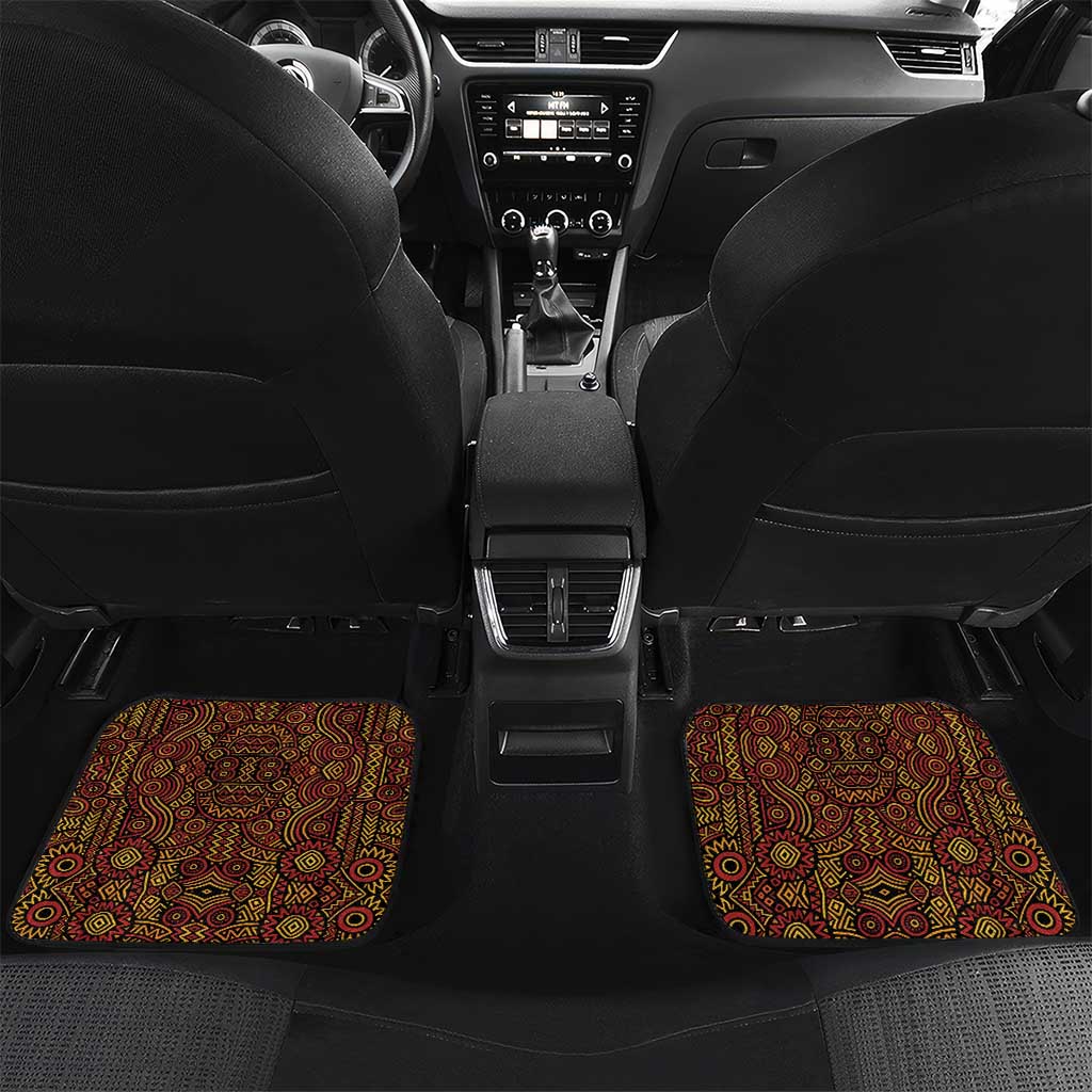 Uganda Car Mats - Grey Crowned Crane and Tribal Pattern Spirit of Uganda Theme