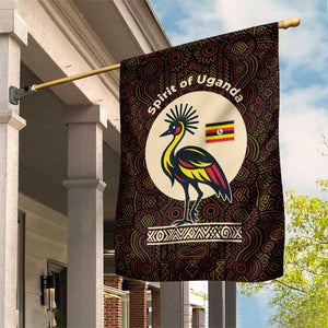 Uganda Garden Flag - Grey Crowned Crane and Tribal Pattern Spirit of Uganda Theme