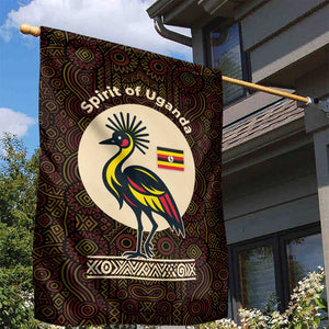 Uganda Garden Flag - Grey Crowned Crane and Tribal Pattern Spirit of Uganda Theme