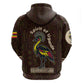 Uganda Hoodie - Grey Crowned Crane and Tribal Pattern Spirit of Uganda Theme