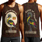 Uganda Men Tank Top - Grey Crowned Crane and Tribal Pattern Spirit of Uganda Theme