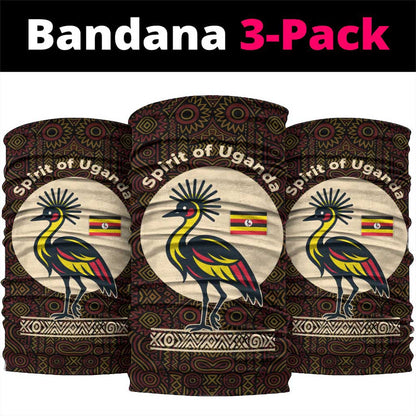 Uganda Neck Gaiter - Grey Crowned Crane and Tribal Pattern Spirit of Uganda Theme TS04