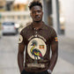 Uganda Polo Shirt - Grey Crowned Crane and Tribal Pattern Spirit of Uganda Theme