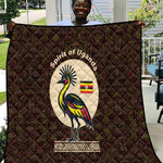 Uganda Quilt - Grey Crowned Crane and Tribal Pattern Spirit of Uganda Theme
