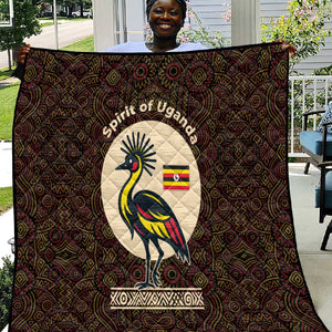Uganda Quilt - Grey Crowned Crane and Tribal Pattern Spirit of Uganda Theme