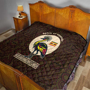 Uganda Quilt - Grey Crowned Crane and Tribal Pattern Spirit of Uganda Theme