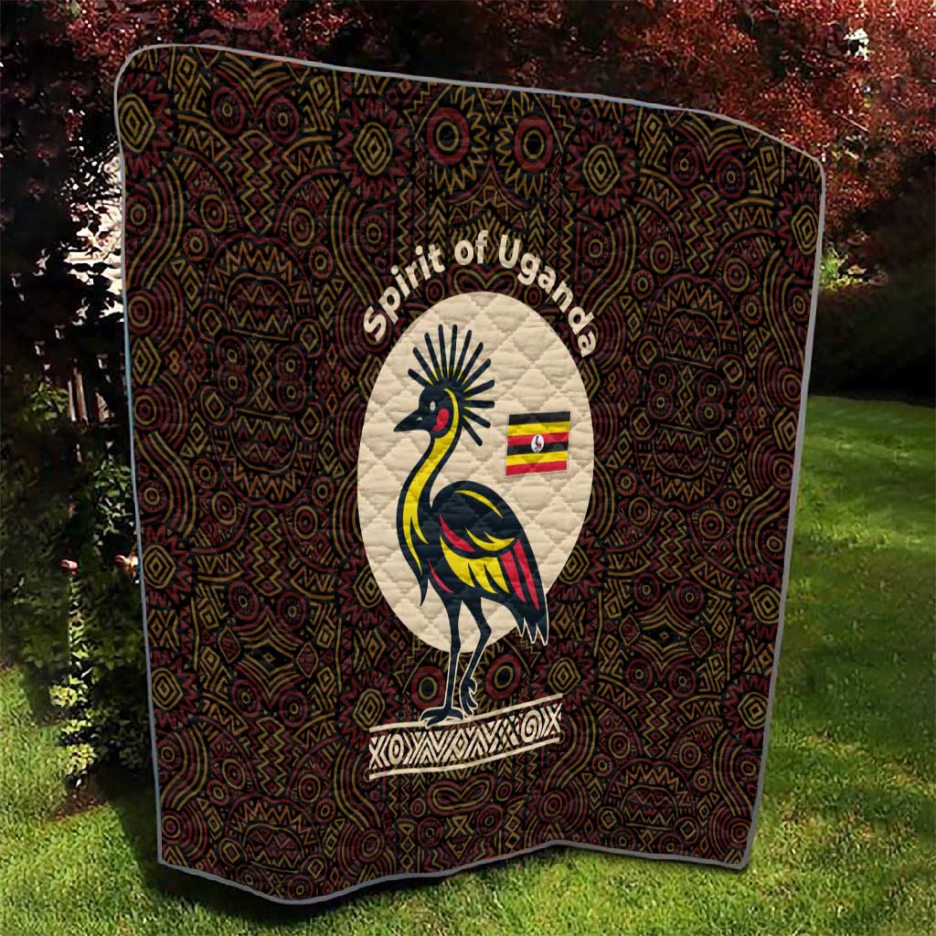 Uganda Quilt - Grey Crowned Crane and Tribal Pattern Spirit of Uganda Theme