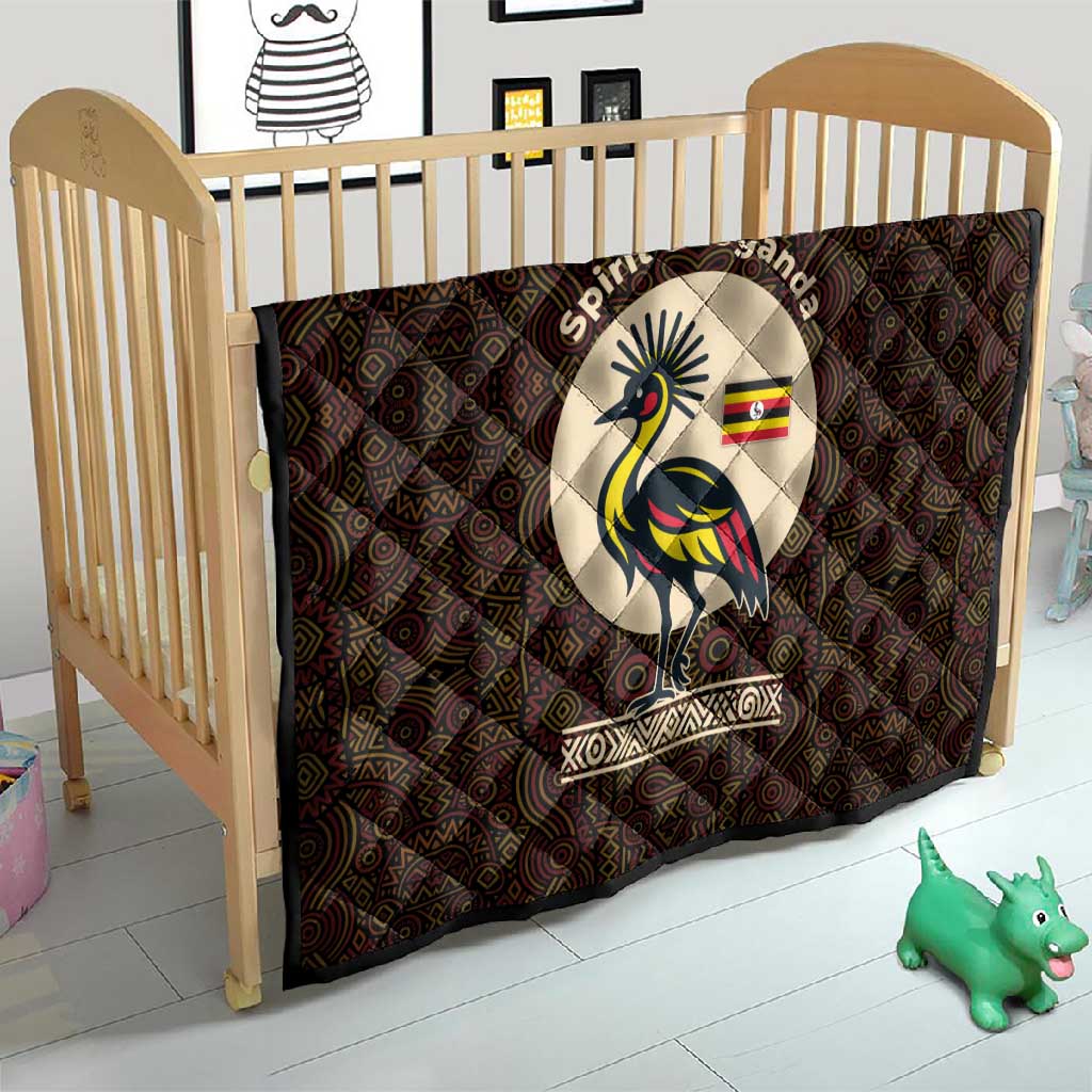 Uganda Quilt - Grey Crowned Crane and Tribal Pattern Spirit of Uganda Theme