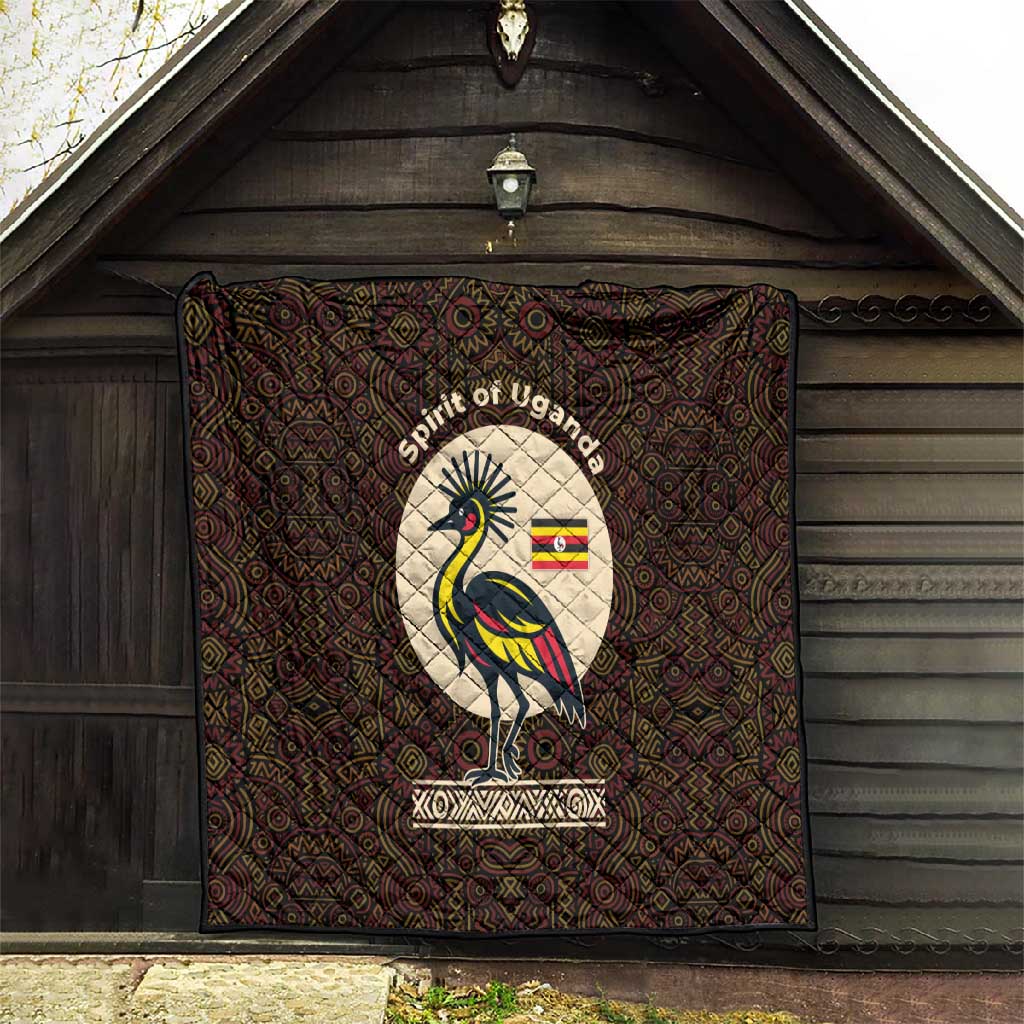 Uganda Quilt - Grey Crowned Crane and Tribal Pattern Spirit of Uganda Theme