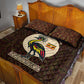Uganda Quilt Bed Set - Grey Crowned Crane and Tribal Pattern Spirit of Uganda Theme