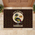 Uganda Rubber Doormat - Grey Crowned Crane and Tribal Pattern Spirit of Uganda Theme