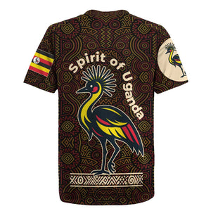 Uganda Rugby Jersey - Grey Crowned Crane and Tribal Pattern Spirit of Uganda Theme