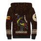 Uganda Sherpa Hoodie - Grey Crowned Crane and Tribal Pattern Spirit of Uganda Theme