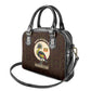 Uganda Shoulder Handbag - Grey Crowned Crane and Tribal Pattern Spirit of Uganda Theme
