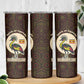 Uganda Skinny Tumbler - Grey Crowned Crane and Tribal Pattern Spirit of Uganda Theme