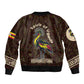 Uganda Sleeve Zip Bomber Jacket - Grey Crowned Crane and Tribal Pattern Spirit of Uganda Theme