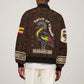 Uganda Sleeve Zip Bomber Jacket - Grey Crowned Crane and Tribal Pattern Spirit of Uganda Theme