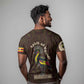 Uganda T shirt - Grey Crowned Crane and Tribal Pattern Spirit of Uganda Theme