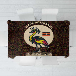 Uganda Tablecloth - Grey Crowned Crane and Tribal Pattern Spirit of Uganda Theme