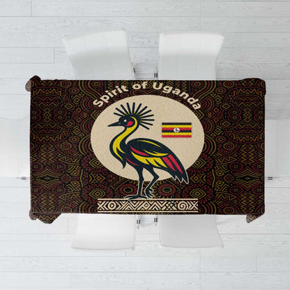 Uganda Tablecloth - Grey Crowned Crane and Tribal Pattern Spirit of Uganda Theme