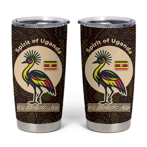 Uganda Tumbler Cup - Grey Crowned Crane and Tribal Pattern Spirit of Uganda Theme
