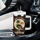 Uganda Tumbler With Handle - Grey Crowned Crane and Tribal Pattern Spirit of Uganda Theme