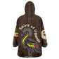 Uganda Wearable Blanket Hoodie - Grey Crowned Crane and Tribal Pattern Spirit of Uganda Theme