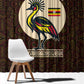 Uganda Window Curtain - Grey Crowned Crane and Tribal Pattern Spirit of Uganda Theme