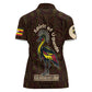 Uganda Women Polo Shirt - Grey Crowned Crane and Tribal Pattern Spirit of Uganda Theme
