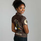Uganda Women Polo Shirt - Grey Crowned Crane and Tribal Pattern Spirit of Uganda Theme