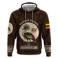 Uganda Zip Hoodie - Grey Crowned Crane and Tribal Pattern Spirit of Uganda Theme