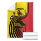 Uganda Blanket - African Wildlife Elephant Lion and Crane in Tribal Pattern Design