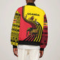 Uganda Bomber Jacket - African Wildlife Elephant Lion and Crane in Tribal Pattern Design