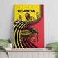 Uganda Canvas Wall Art - African Wildlife Elephant Lion and Crane in Tribal Pattern Design