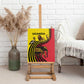 Uganda Canvas Wall Art - African Wildlife Elephant Lion and Crane in Tribal Pattern Design