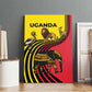 Uganda Canvas Wall Art - African Wildlife Elephant Lion and Crane in Tribal Pattern Design