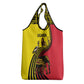 Uganda Grocery Bag - African Wildlife Elephant Lion and Crane in Tribal Pattern Design