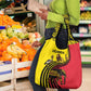 Uganda Grocery Bag - African Wildlife Elephant Lion and Crane in Tribal Pattern Design