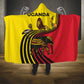 Uganda Hooded Blanket - African Wildlife Elephant Lion and Crane in Tribal Pattern Design