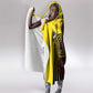 Uganda Hooded Blanket - African Wildlife Elephant Lion and Crane in Tribal Pattern Design