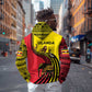 Uganda Hoodie - African Wildlife Elephant Lion and Crane in Tribal Pattern Design