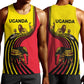 Uganda Men Tank Top - African Wildlife Elephant Lion and Crane in Tribal Pattern Design
